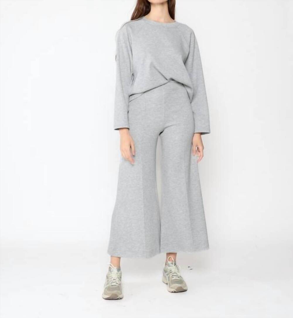 NEW RIPLEY RADER scuba wide leg cropped pant in heather grey